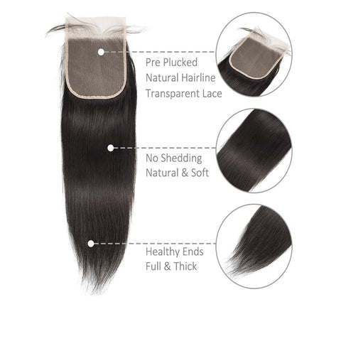 12A Virgin Remy Straight Closure